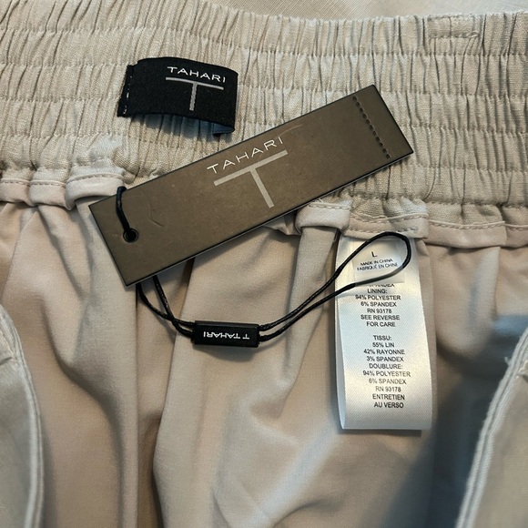 Tahari NWT linen blend Tan Midi A-Line skirt - Picture 7 of 8